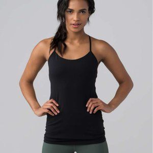 Lululemon Black Power Pose Tank Light Support A/B Cup Built in Bra Size 4